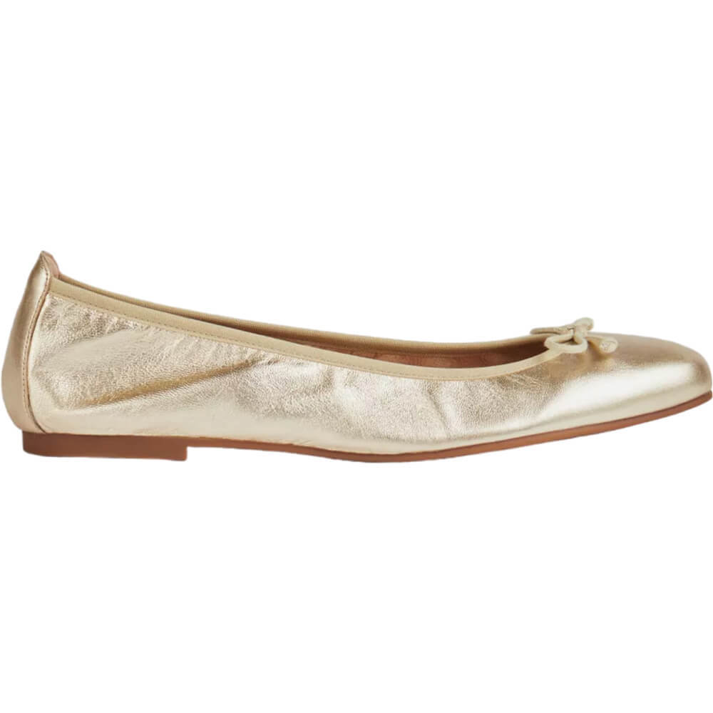 LK Bennett Trilly Gold Metallic Leather Ballerina Pumps